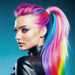 Ponytail Rainbow Hairstyle AI avatar/profile picture for women